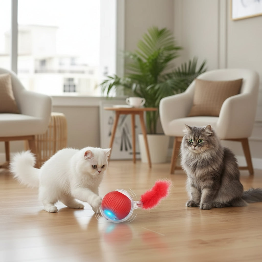 Balle Interactive Rechargeable pour Chat – Queue Agitée