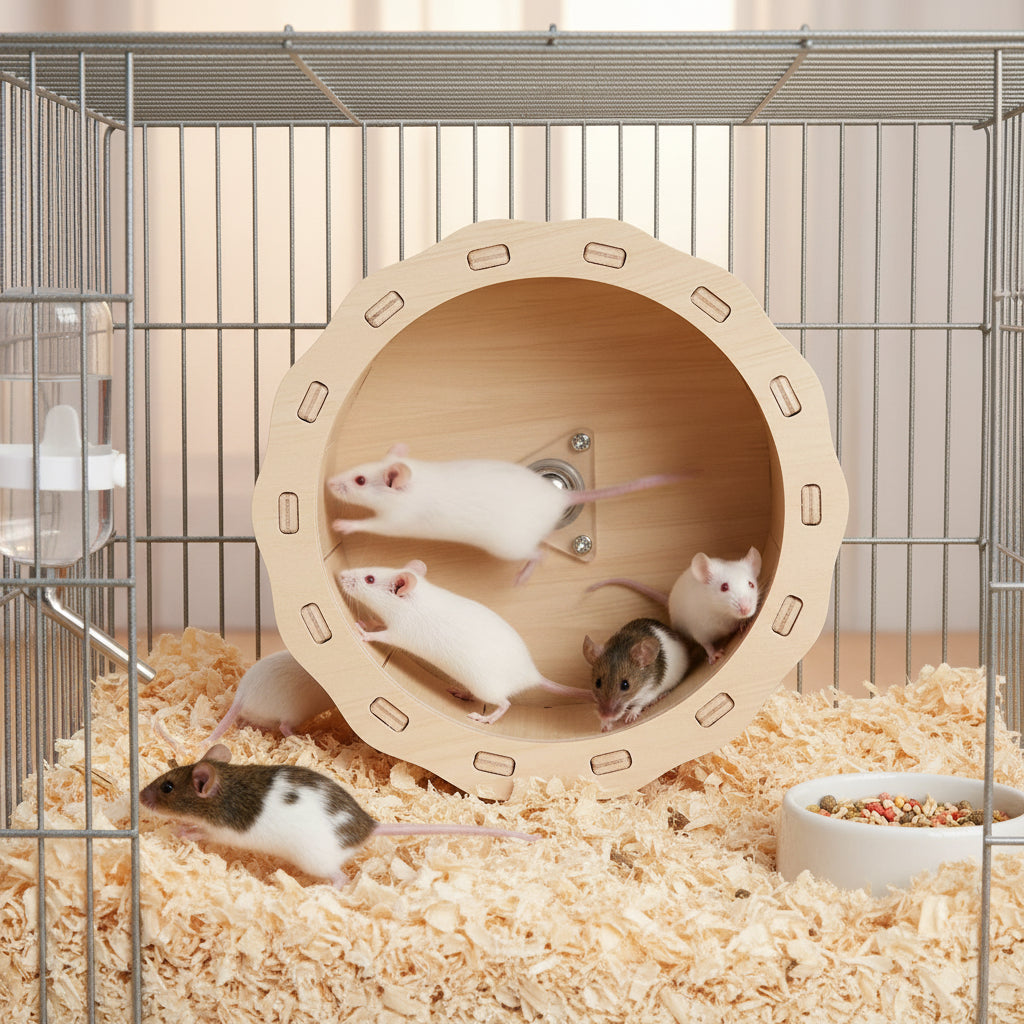 Roue d’Exercice en Bois pour Hamster – Diamètre 16 cm