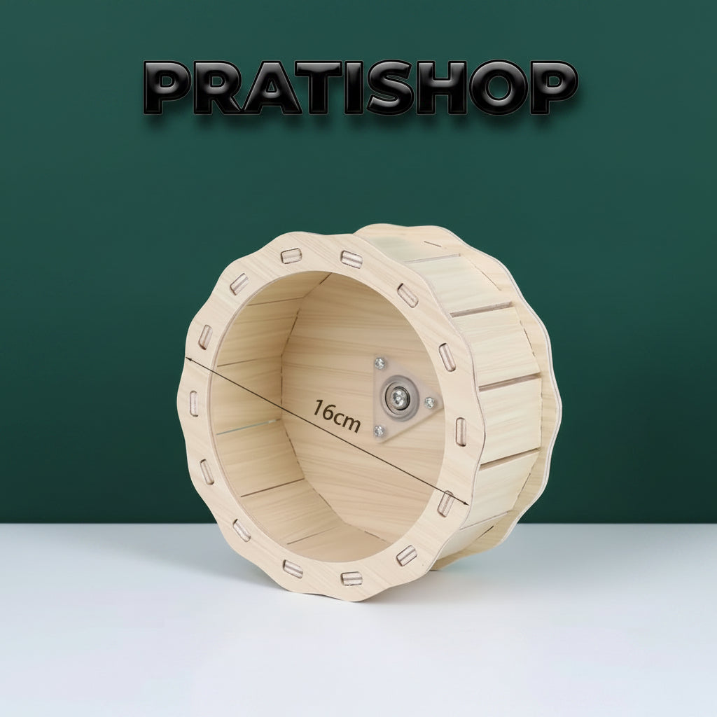 Roue d’Exercice en Bois pour Hamster – Diamètre 16 cm