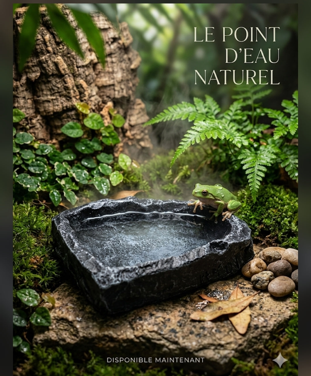 Récipient Décoratif Effet Roche Naturelle pour Vivarium et Terrarium